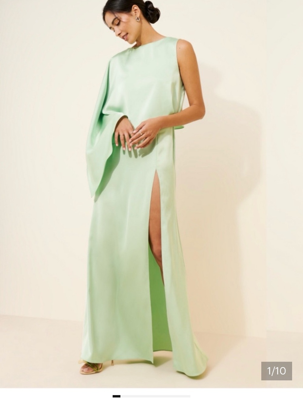 Katie may satin drifter cape gown